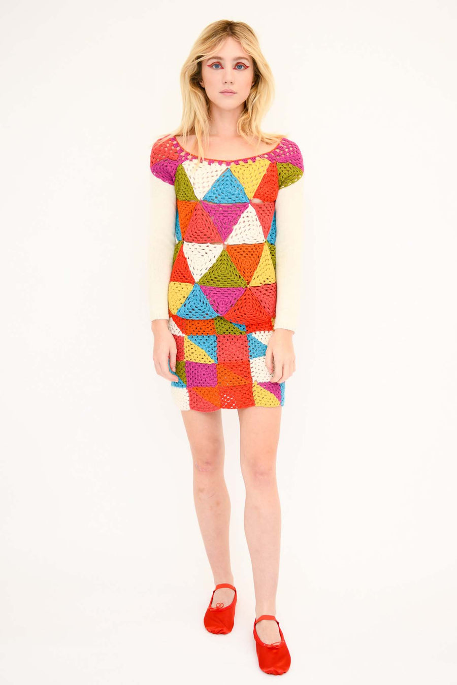Batsheva Vivien Crochet Skirt in Multi Triangle